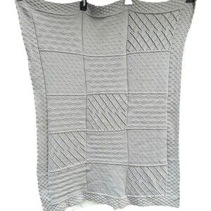 Edgehill Collection Baby Blanket Knit Patchwork 30 X 40 Cotton Gray Soft Unisex